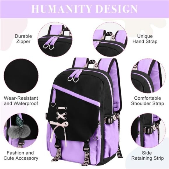 School Backpack for Teens Middle School Bookbag Students Lightweight - Picture 4 of 7